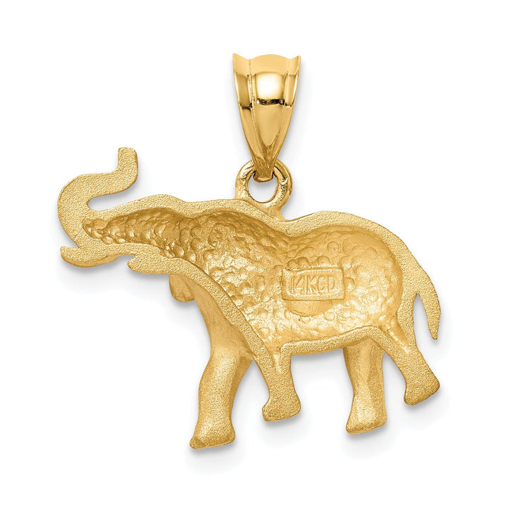 Lovely Rita's Pendants & Charms 14k Yellow Gold Solid Brushed Diamond Cut Finish Elephant Charm Pendant