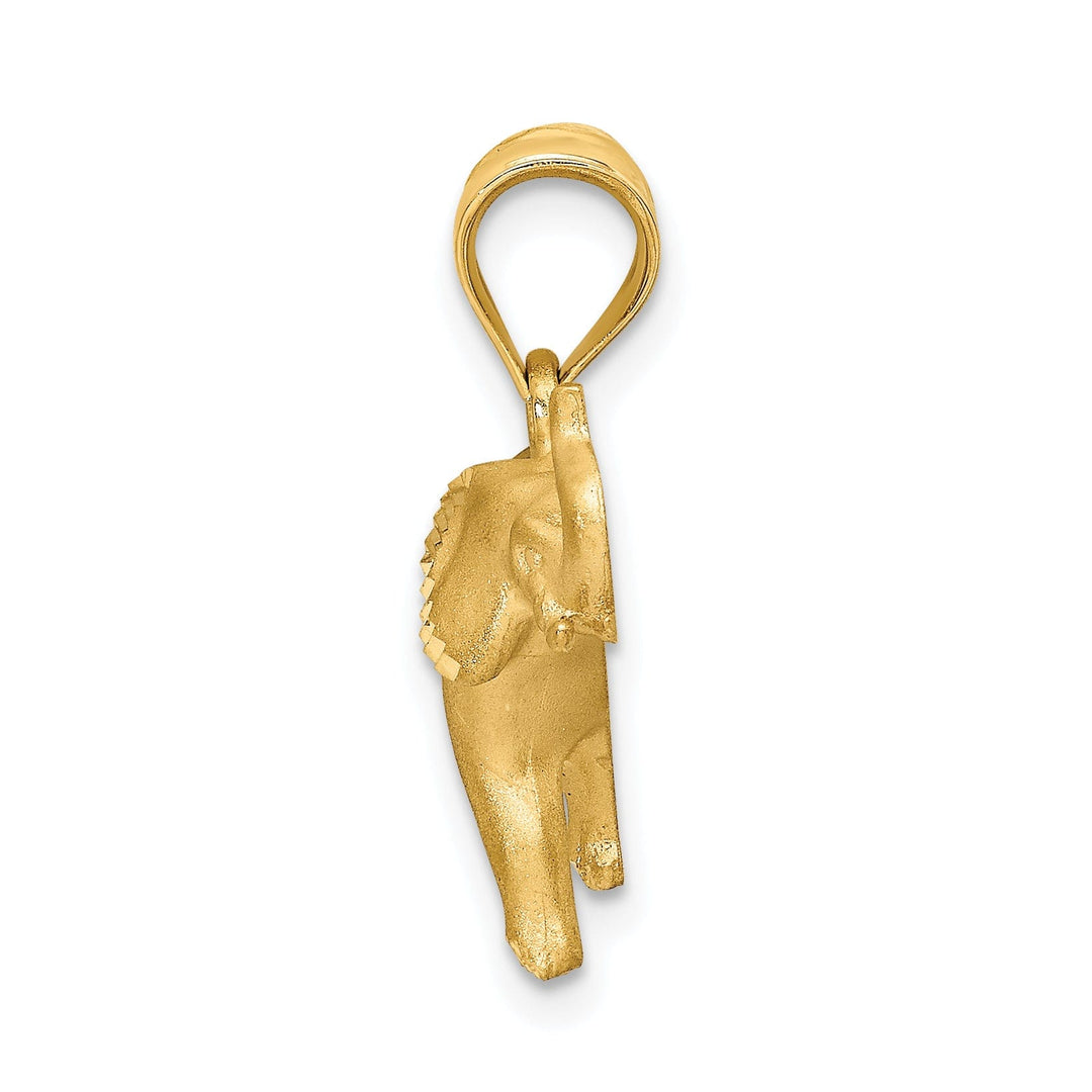 Lovely Rita's Pendants & Charms 14k Yellow Gold Solid Brushed Diamond Cut Finish Elephant Charm Pendant