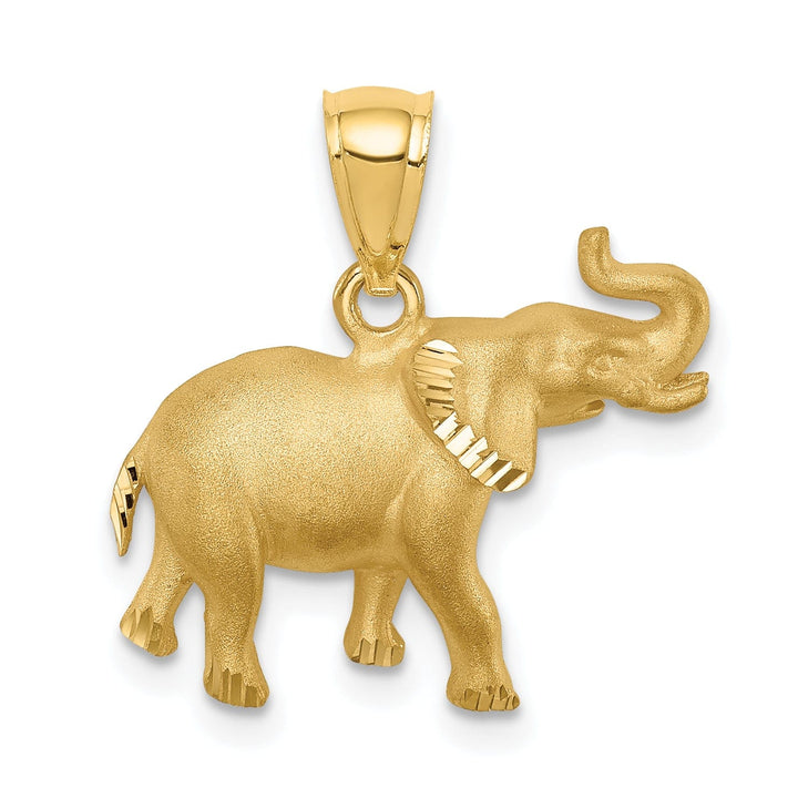 Lovely Rita's Pendants & Charms 14k Yellow Gold Solid Brushed Diamond Cut Finish Elephant Charm Pendant