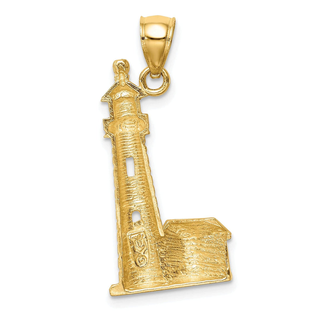 Lovely Rita's Pendants & Charms 14K Yellow Gold Solid Brushed Diamond Cut Finish Lighthouse Charm