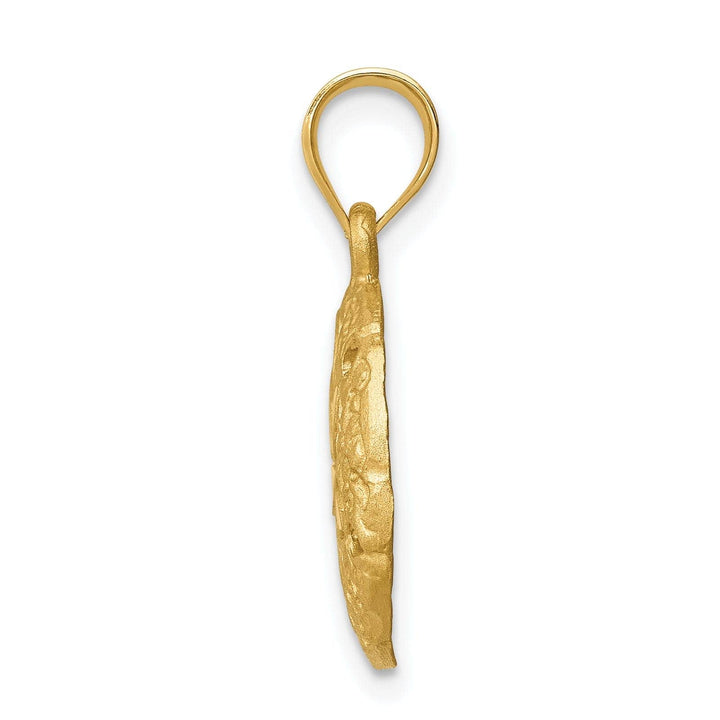 Lovely Rita's Pendants & Charms 14K Yellow Gold Solid Brushed Diamond-Cut Finish Sea Sand Dollar Charm Pendant