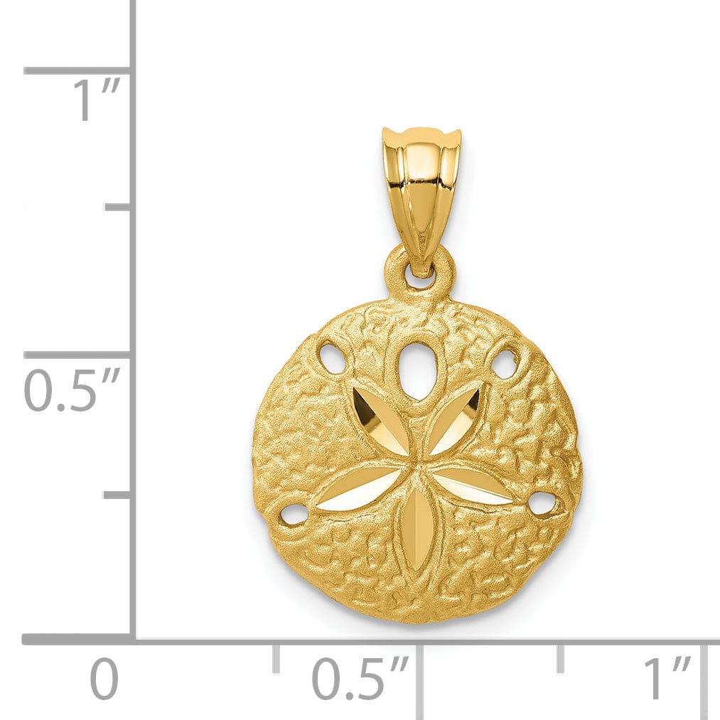 Lovely Rita's Pendants & Charms 14K Yellow Gold Solid Brushed Diamond-Cut Finish Sea Sand Dollar Charm Pendant