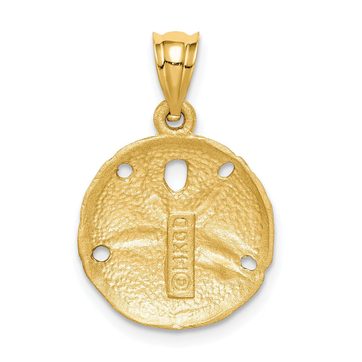 Lovely Rita's Pendants & Charms 14K Yellow Gold Solid Brushed Diamond-Cut Finish Sea Sand Dollar Charm Pendant