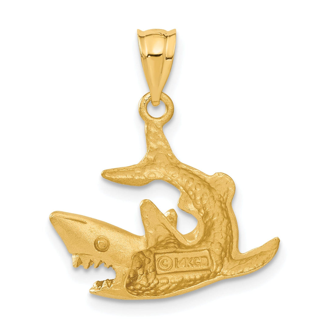 Lovely Rita's Pendants & Charms 14k Yellow Gold Solid Brushed Diamond Cut Finish Shark Design Charm Pendant