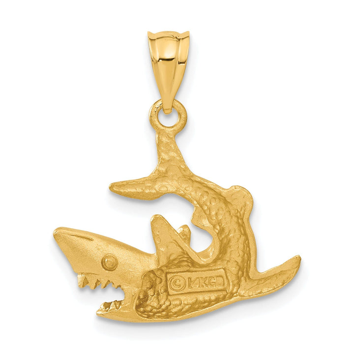 Lovely Rita's Pendants & Charms 14k Yellow Gold Solid Brushed Diamond Cut Finish Shark Design Charm Pendant