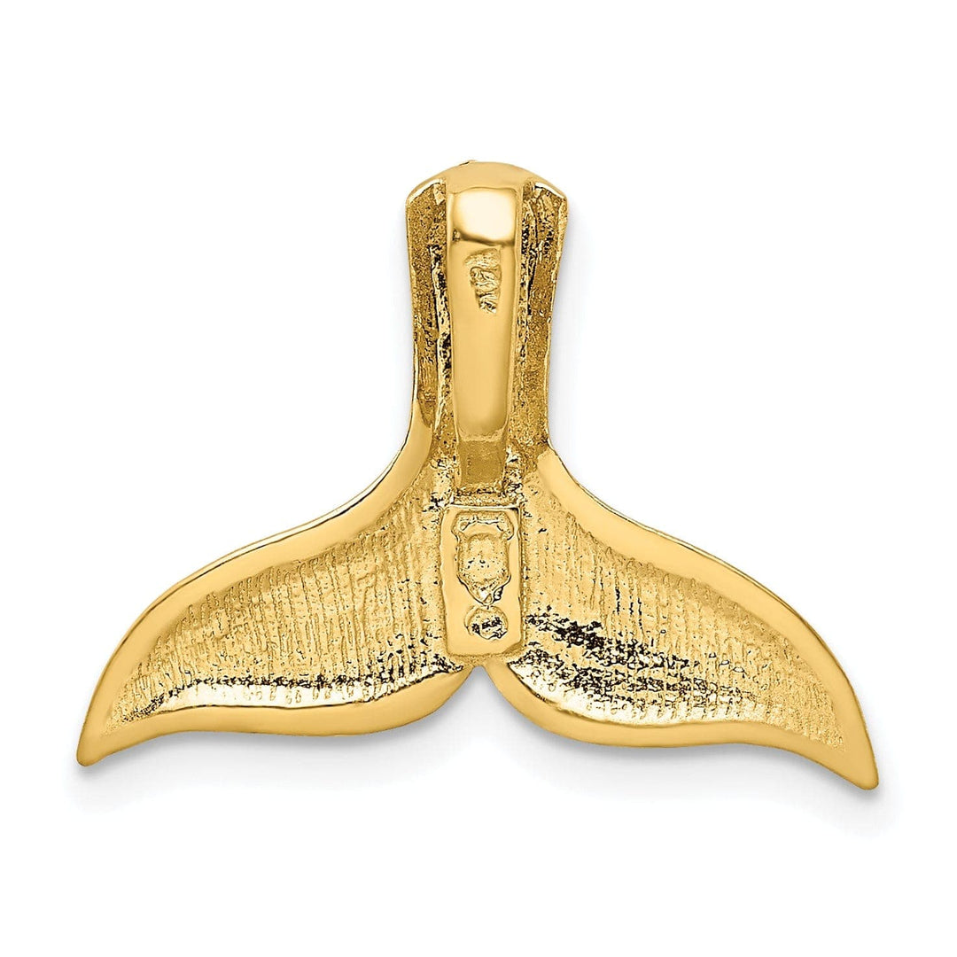 Lovely Rita's Pendants & Charms 14K Yellow Gold Solid Brushed Diamond Cut Finish Whale Tail Slide Pendant