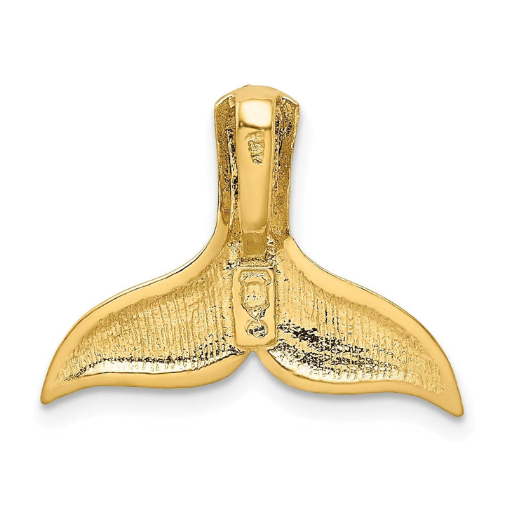 Lovely Rita's Pendants & Charms 14K Yellow Gold Solid Brushed Diamond Cut Finish Whale Tail Slide Pendant