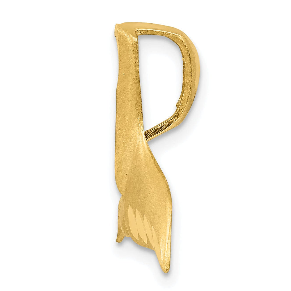 Lovely Rita's Pendants & Charms 14K Yellow Gold Solid Brushed Diamond Cut Finish Whale Tail Slide Pendant