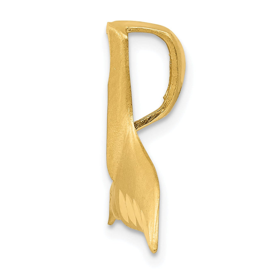 Lovely Rita's Pendants & Charms 14K Yellow Gold Solid Brushed Diamond Cut Finish Whale Tail Slide Pendant