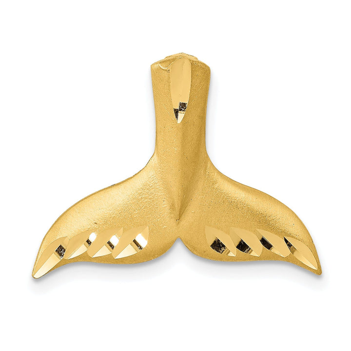 Lovely Rita's Pendants & Charms 14K Yellow Gold Solid Brushed Diamond Cut Finish Whale Tail Slide Pendant