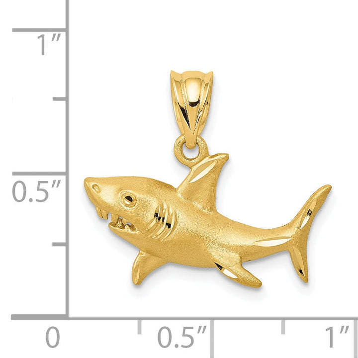 Lovely Rita's Pendants & Charms 14K Yellow Gold Solid Brushed Diamond Cut Polished Finish Shark Charm Pendant