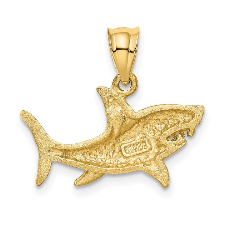 Lovely Rita's Pendants & Charms 14K Yellow Gold Solid Brushed Diamond Cut Polished Finish Shark Charm Pendant
