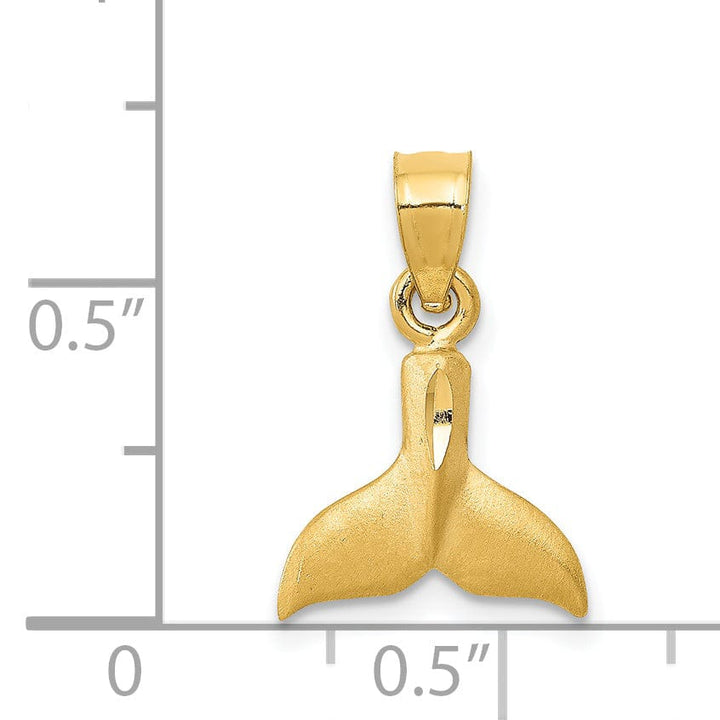 Lovely Rita's Pendants & Charms 14K Yellow Gold Solid Brushed Finish 3-Dimensional Whale Tail Charm Pendant