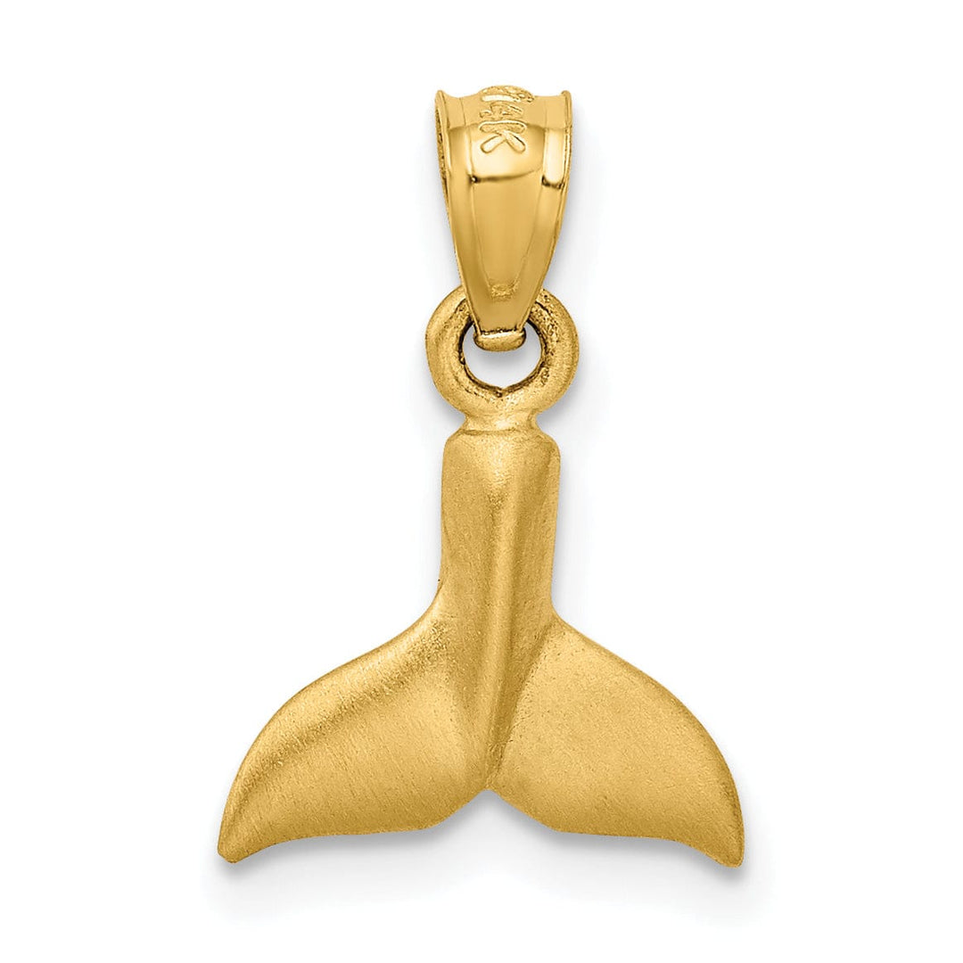 Lovely Rita's Pendants & Charms 14K Yellow Gold Solid Brushed Finish 3-Dimensional Whale Tail Charm Pendant