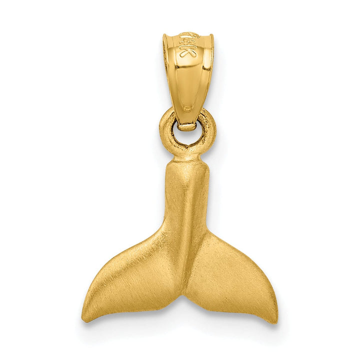 Lovely Rita's Pendants & Charms 14K Yellow Gold Solid Brushed Finish 3-Dimensional Whale Tail Charm Pendant