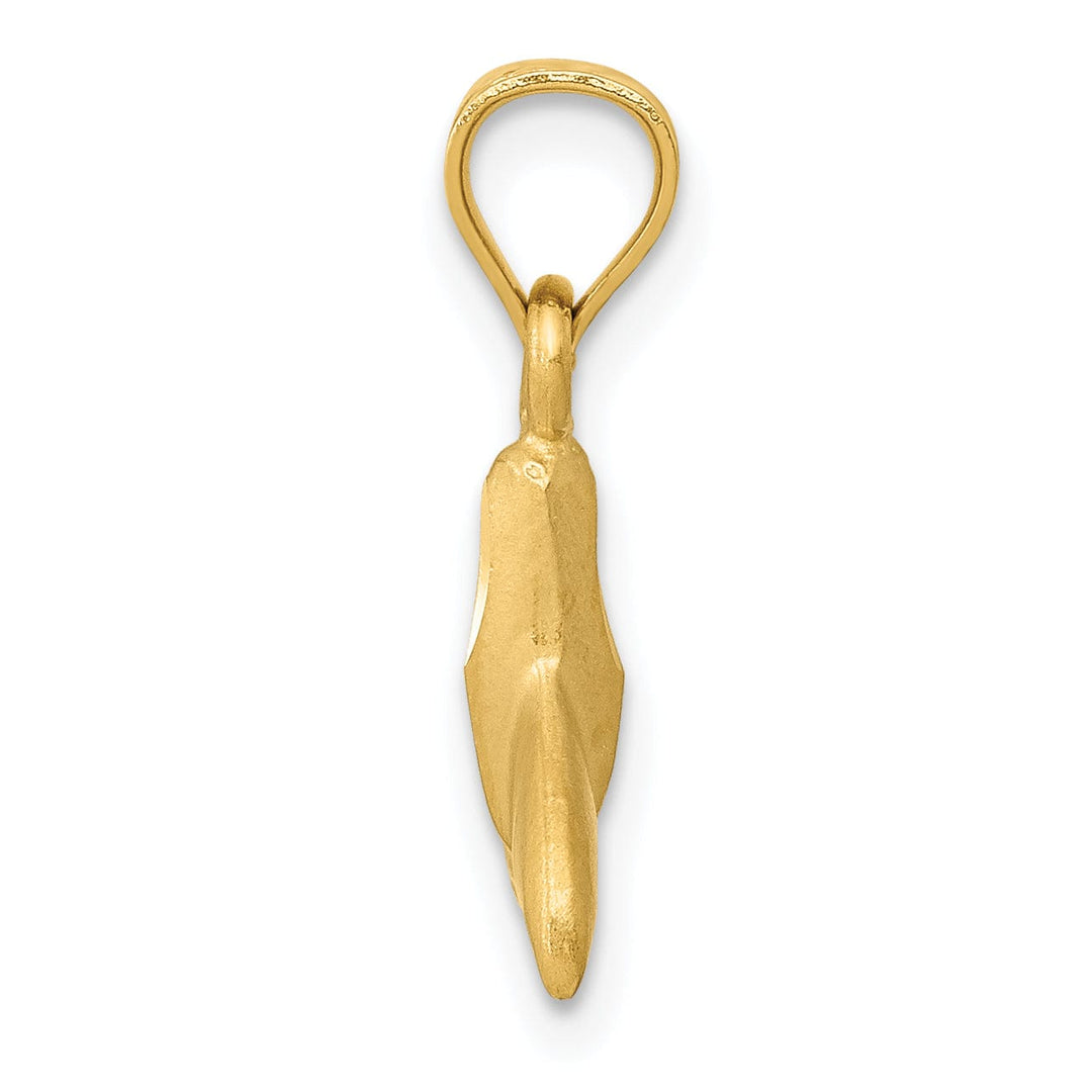 Lovely Rita's Pendants & Charms 14K Yellow Gold Solid Brushed Finish 3-Dimensional Whale Tail Charm Pendant