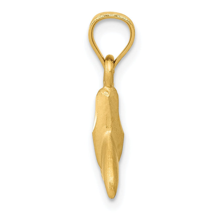 Lovely Rita's Pendants & Charms 14K Yellow Gold Solid Brushed Finish 3-Dimensional Whale Tail Charm Pendant