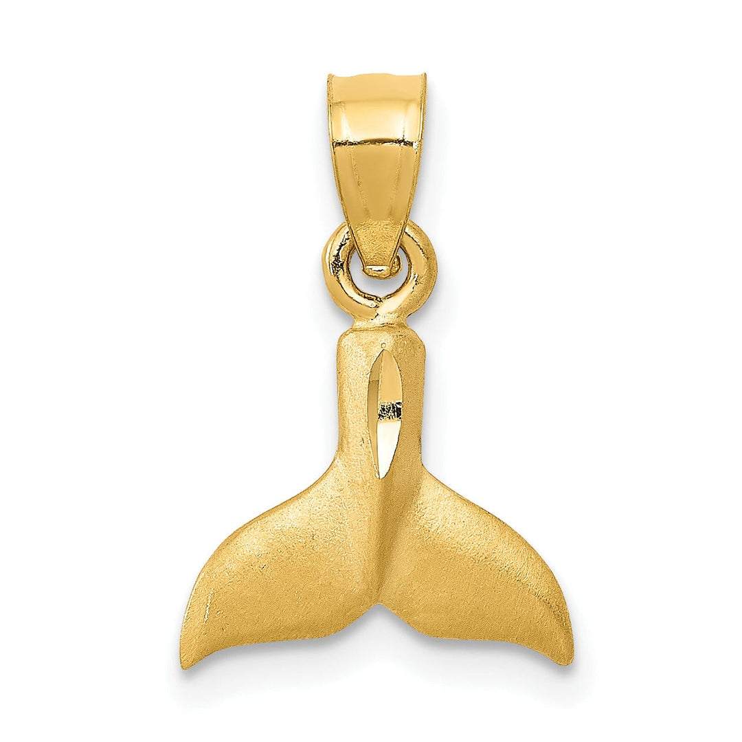 Lovely Rita's Pendants & Charms 14K Yellow Gold Solid Brushed Finish 3-Dimensional Whale Tail Charm Pendant