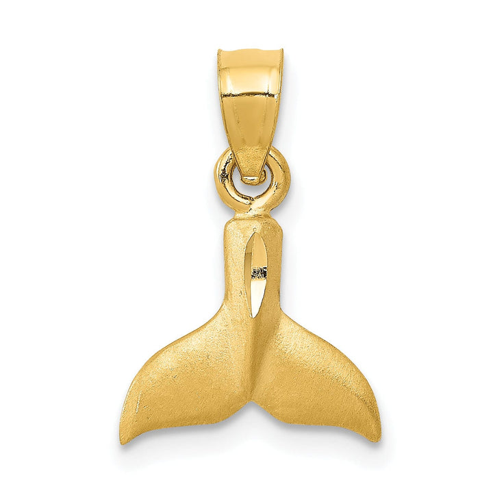 Lovely Rita's Pendants & Charms 14K Yellow Gold Solid Brushed Finish 3-Dimensional Whale Tail Charm Pendant