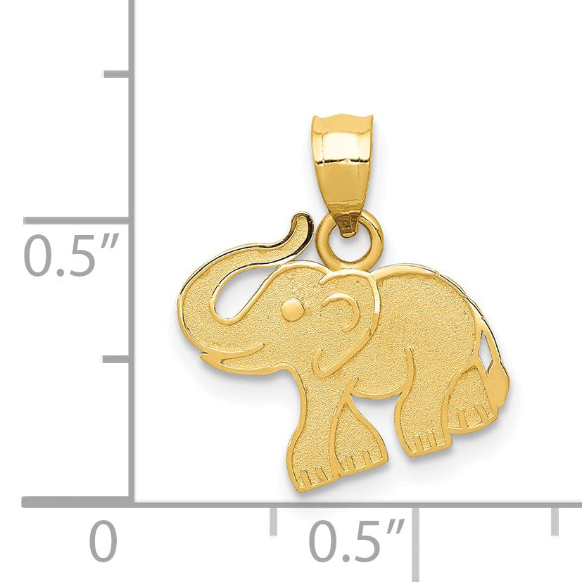 Lovely Rita's Pendants & Charms 14k Yellow Gold Solid Brushed Finish Elephant Charm Pendant