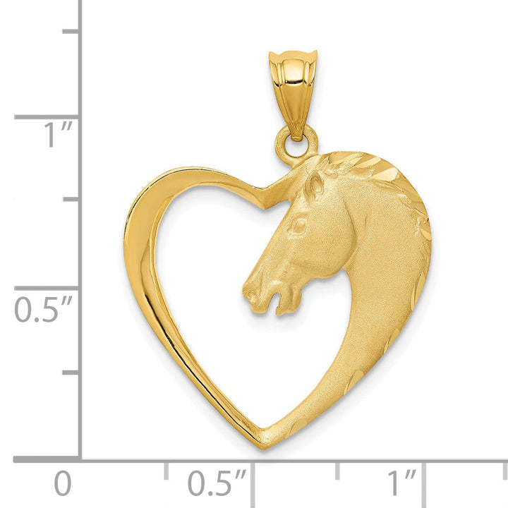 Lovely Rita's Pendants & Charms 14k Yellow Gold Solid Brushed Finish Open Back Horse Charm Pendant