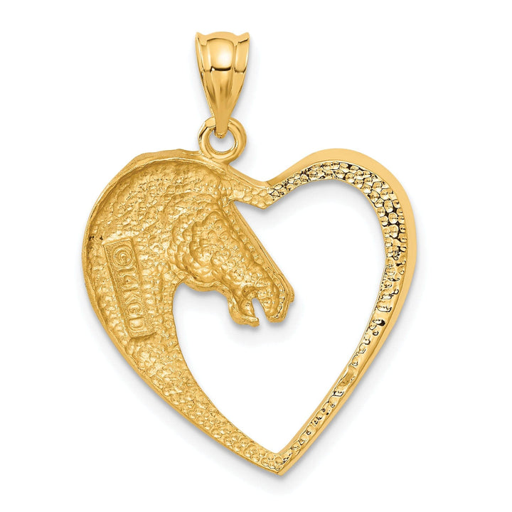Lovely Rita's Pendants & Charms 14k Yellow Gold Solid Brushed Finish Open Back Horse Charm Pendant