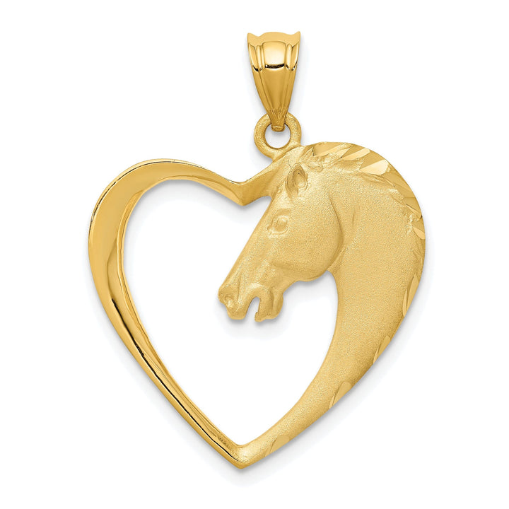 Lovely Rita's Pendants & Charms 14k Yellow Gold Solid Brushed Finish Open Back Horse Charm Pendant
