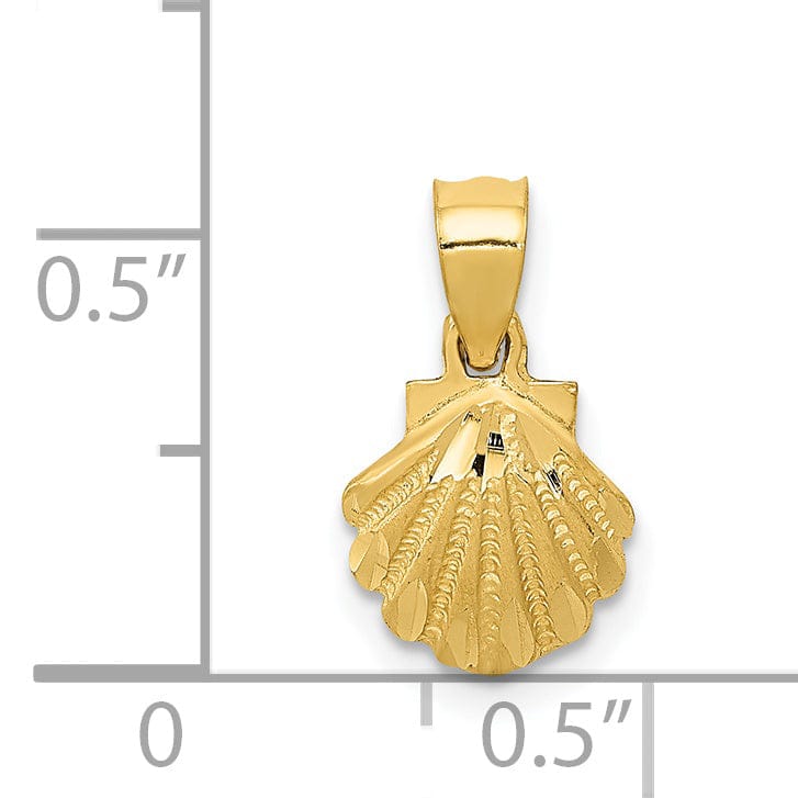 Lovely Rita's Pendants & Charms 14K Yellow Gold Solid Brushed Polished Finish Sea Scallop Shell Charm Pendant