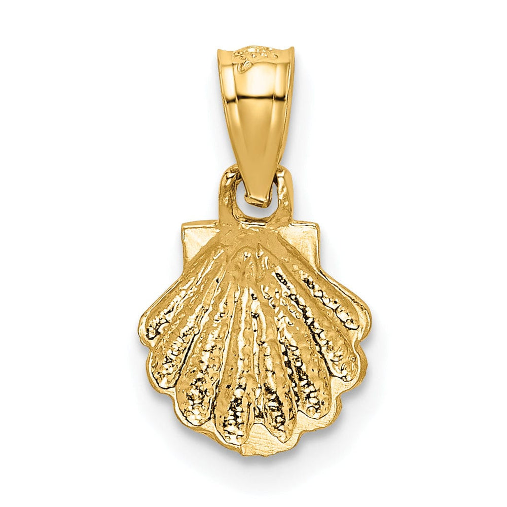 Lovely Rita's Pendants & Charms 14K Yellow Gold Solid Brushed Polished Finish Sea Scallop Shell Charm Pendant