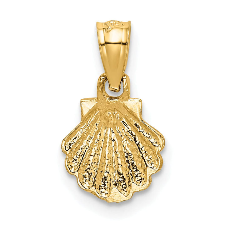 Lovely Rita's Pendants & Charms 14K Yellow Gold Solid Brushed Polished Finish Sea Scallop Shell Charm Pendant