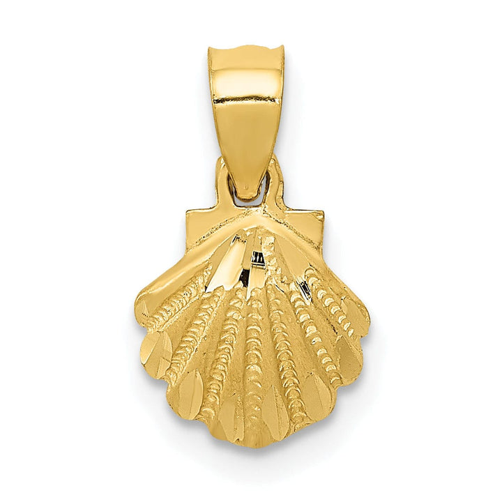 Lovely Rita's Pendants & Charms 14K Yellow Gold Solid Brushed Polished Finish Sea Scallop Shell Charm Pendant