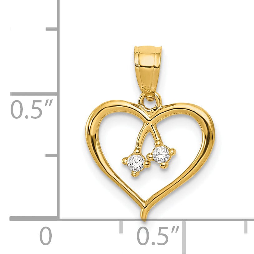 Lovely Rita's Pendants & Charms 14k Yellow Gold Solid C.Z Heart Design Pendant