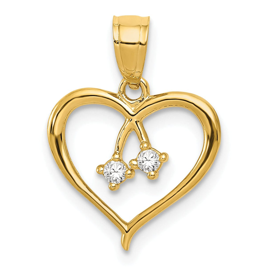 Lovely Rita's Pendants & Charms 14k Yellow Gold Solid C.Z Heart Design Pendant