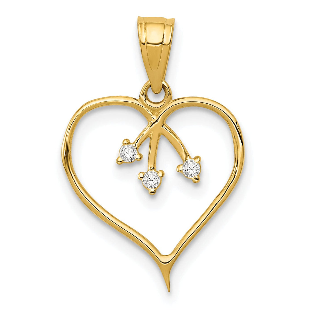 Lovely Rita's Pendants & Charms 14k Yellow Gold Solid C.Z Heart Design Pendant