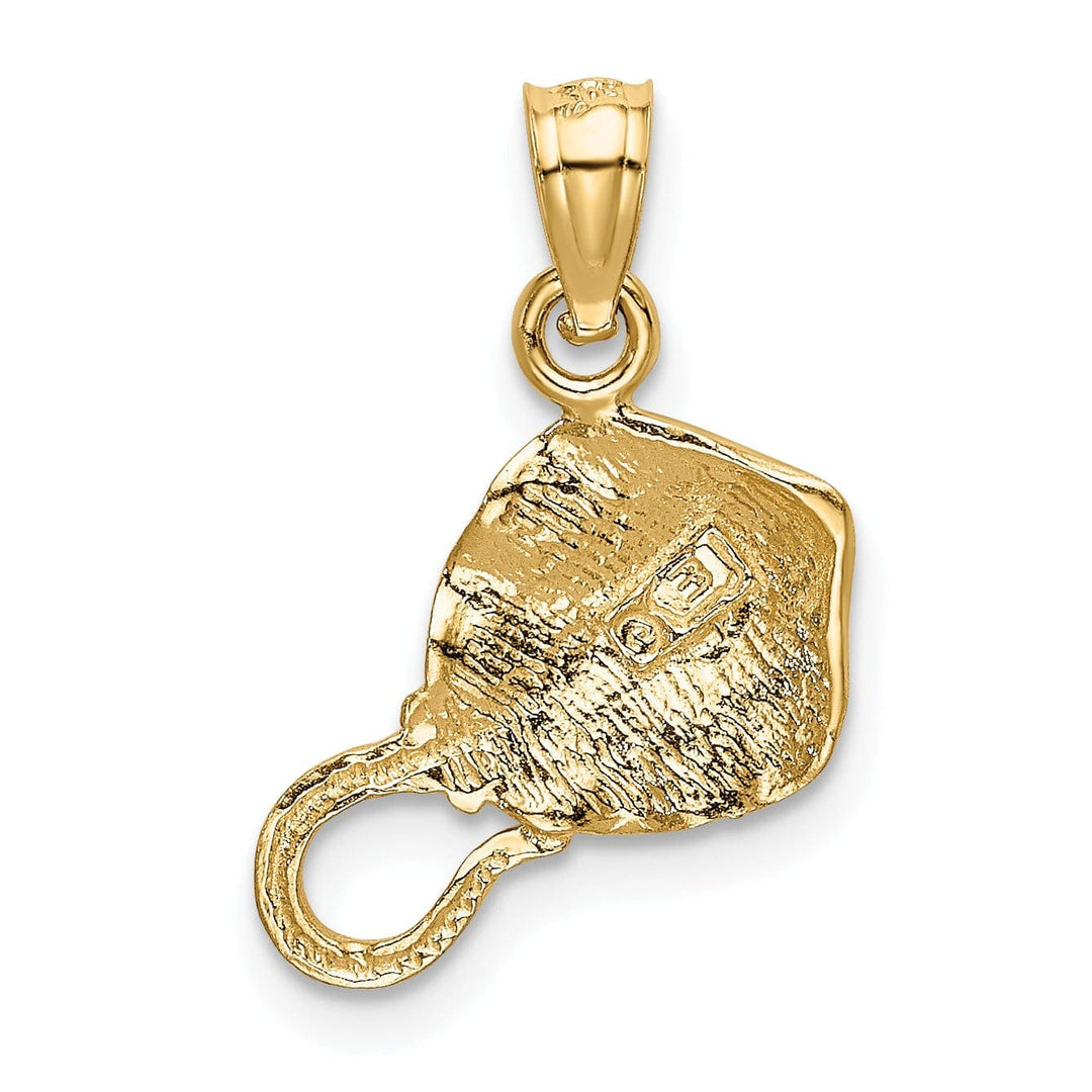 Lovely Rita's Pendants & Charms 14K Yellow Gold Solid Casted Open Back Diamond-cut Polished Finish Men's Stingray Charm Pendant