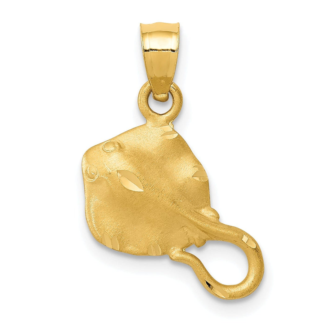 Lovely Rita's Pendants & Charms 14K Yellow Gold Solid Casted Open Back Diamond-cut Polished Finish Men's Stingray Charm Pendant