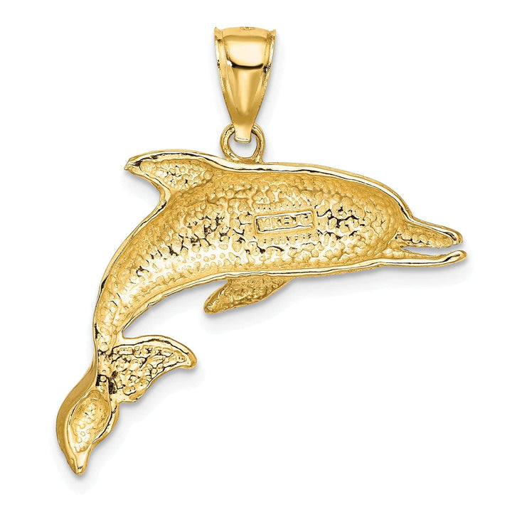 Lovely Rita's Pendants & Charms 14k Yellow Gold Solid Casted Polished and Textrued Finish Open Mouth Dolphin Charm Pendant