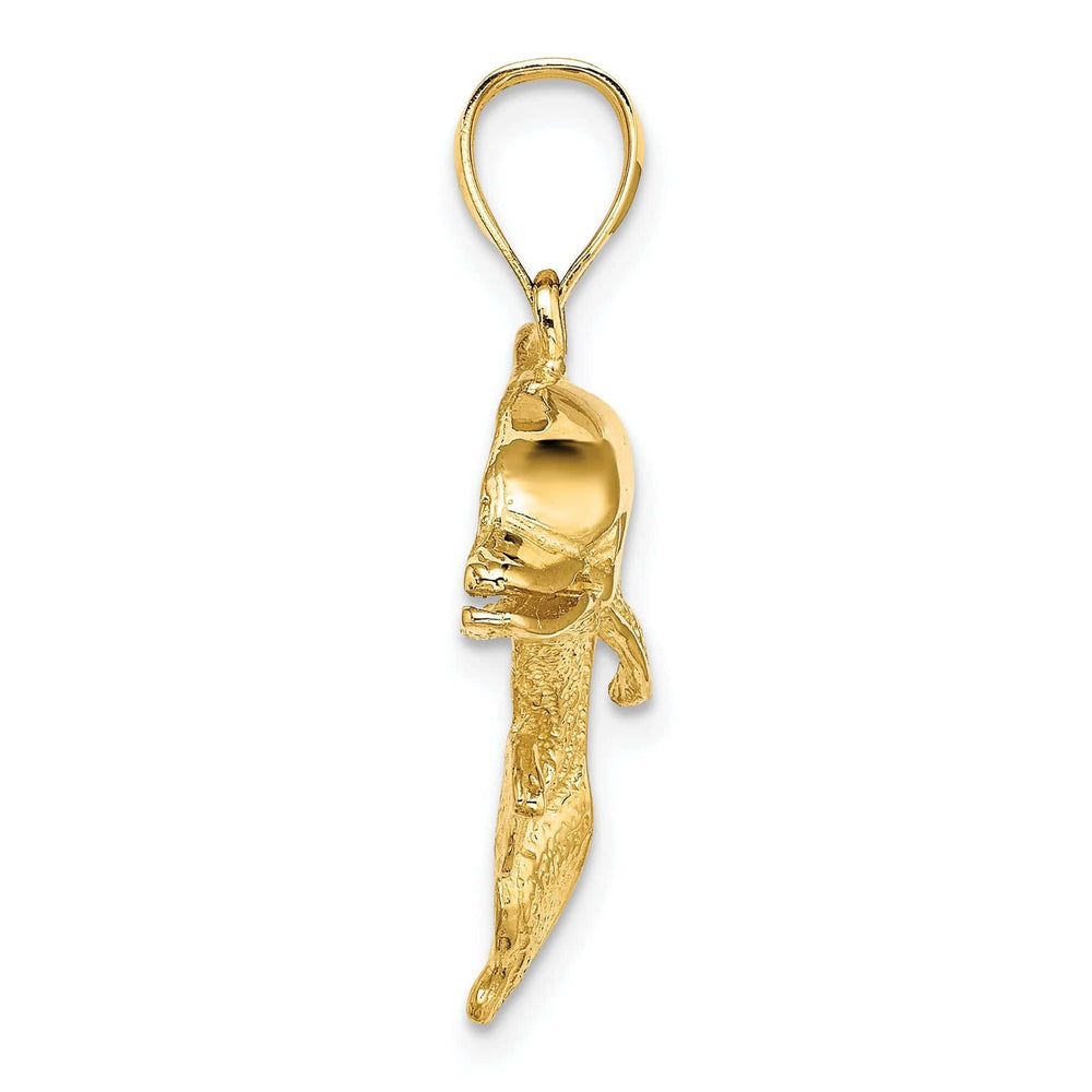 Lovely Rita's Pendants & Charms 14k Yellow Gold Solid Casted Polished and Textrued Finish Open Mouth Dolphin Charm Pendant