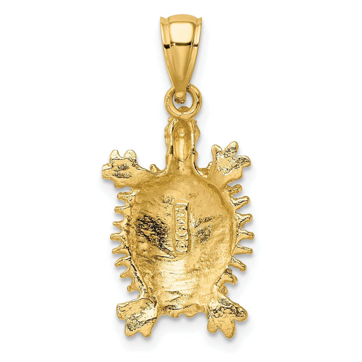 Lovely Rita's Pendants & Charms 14k Yellow Gold Solid Casted Polished and Textured Finish Land Turtle Charm Pendant