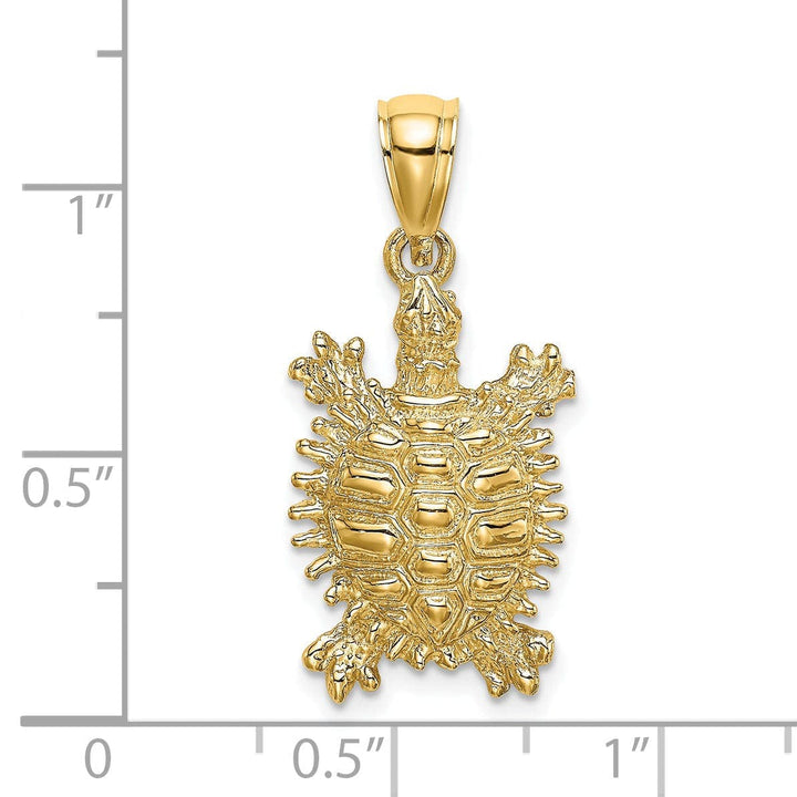 Lovely Rita's Pendants & Charms 14k Yellow Gold Solid Casted Polished and Textured Finish Land Turtle Charm Pendant