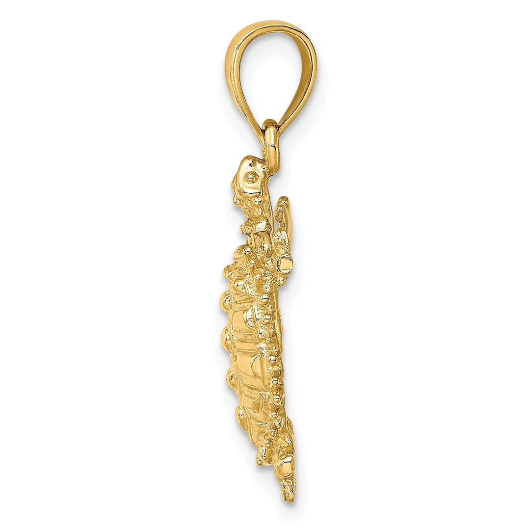 Lovely Rita's Pendants & Charms 14k Yellow Gold Solid Casted Polished and Textured Finish Land Turtle Charm Pendant