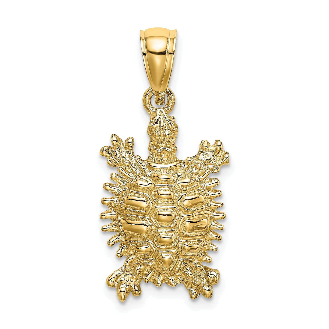 Lovely Rita's Pendants & Charms 14k Yellow Gold Solid Casted Polished and Textured Finish Land Turtle Charm Pendant