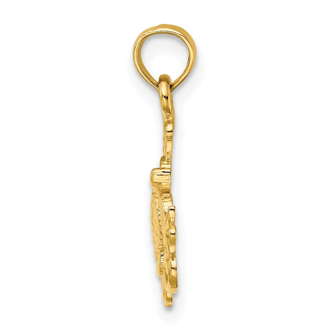 Lovely Rita's Pendants & Charms 14k Yellow Gold Solid Casted Polished and Textured Finish Mini Sea Turtle and Kelp Charm Pendant