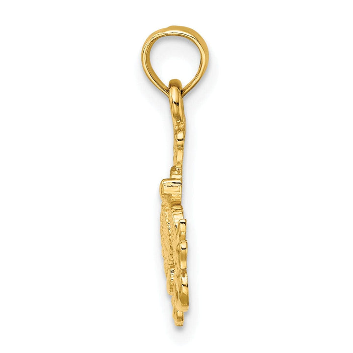 Lovely Rita's Pendants & Charms 14k Yellow Gold Solid Casted Polished and Textured Finish Mini Sea Turtle and Kelp Charm Pendant