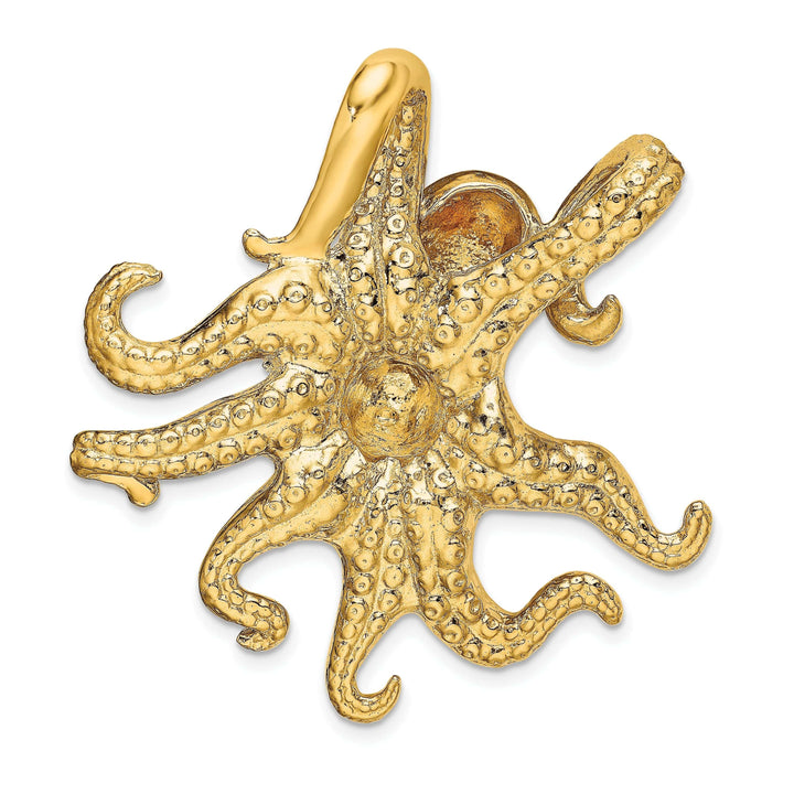 Lovely Rita's Pendants & Charms 14K Yellow Gold Solid Casted Polished and Textured Finish Octopus Slide