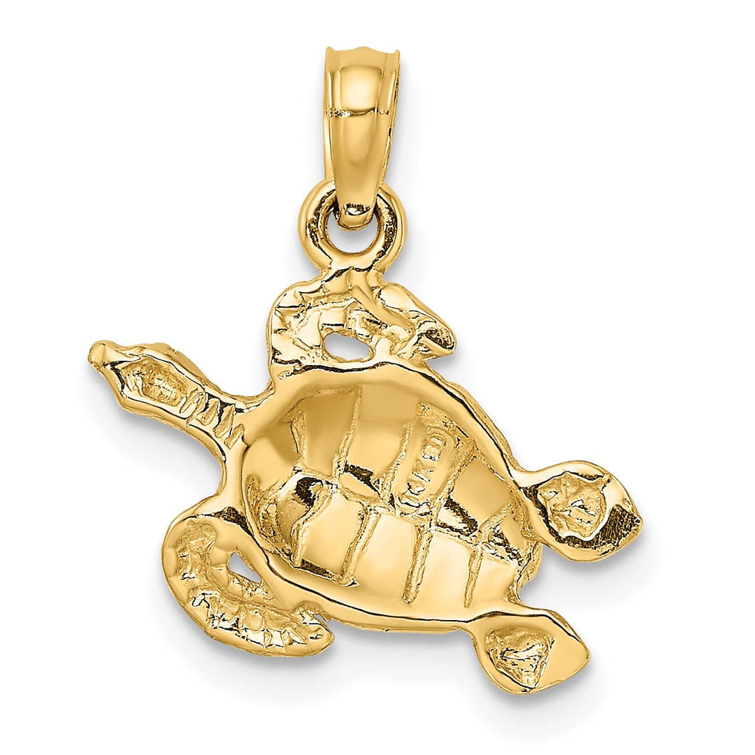 Lovely Rita's Pendants & Charms 14k Yellow Gold Solid Casted Polished and Textured Finish Sea Turtle Charm Pendant