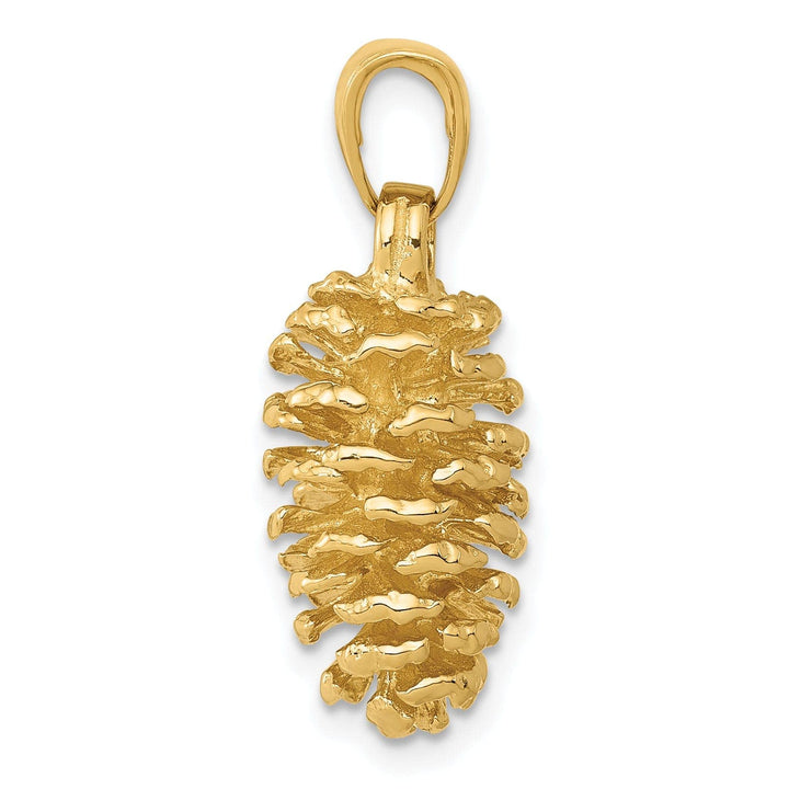 Lovely Rita's Pendants & Charms 14k Yellow Gold Solid Casted Polished Finish 3D Pinecone Charm Pendant