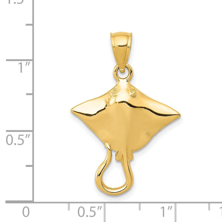 Lovely Rita's Pendants & Charms 14K Yellow Gold Solid Casted Polished Finish Men's Stingray Charm Pendant
