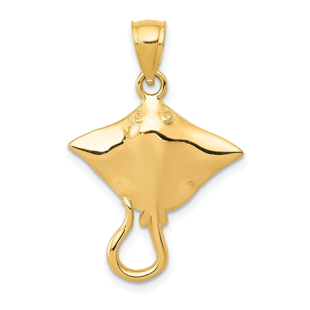 Lovely Rita's Pendants & Charms 14K Yellow Gold Solid Casted Polished Finish Men's Stingray Charm Pendant
