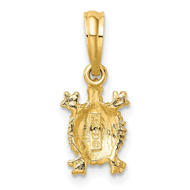 Lovely Rita's Pendants & Charms 14k Yellow Gold Solid Casted Textured and Polished Finish Land Turtle Charm Pendant